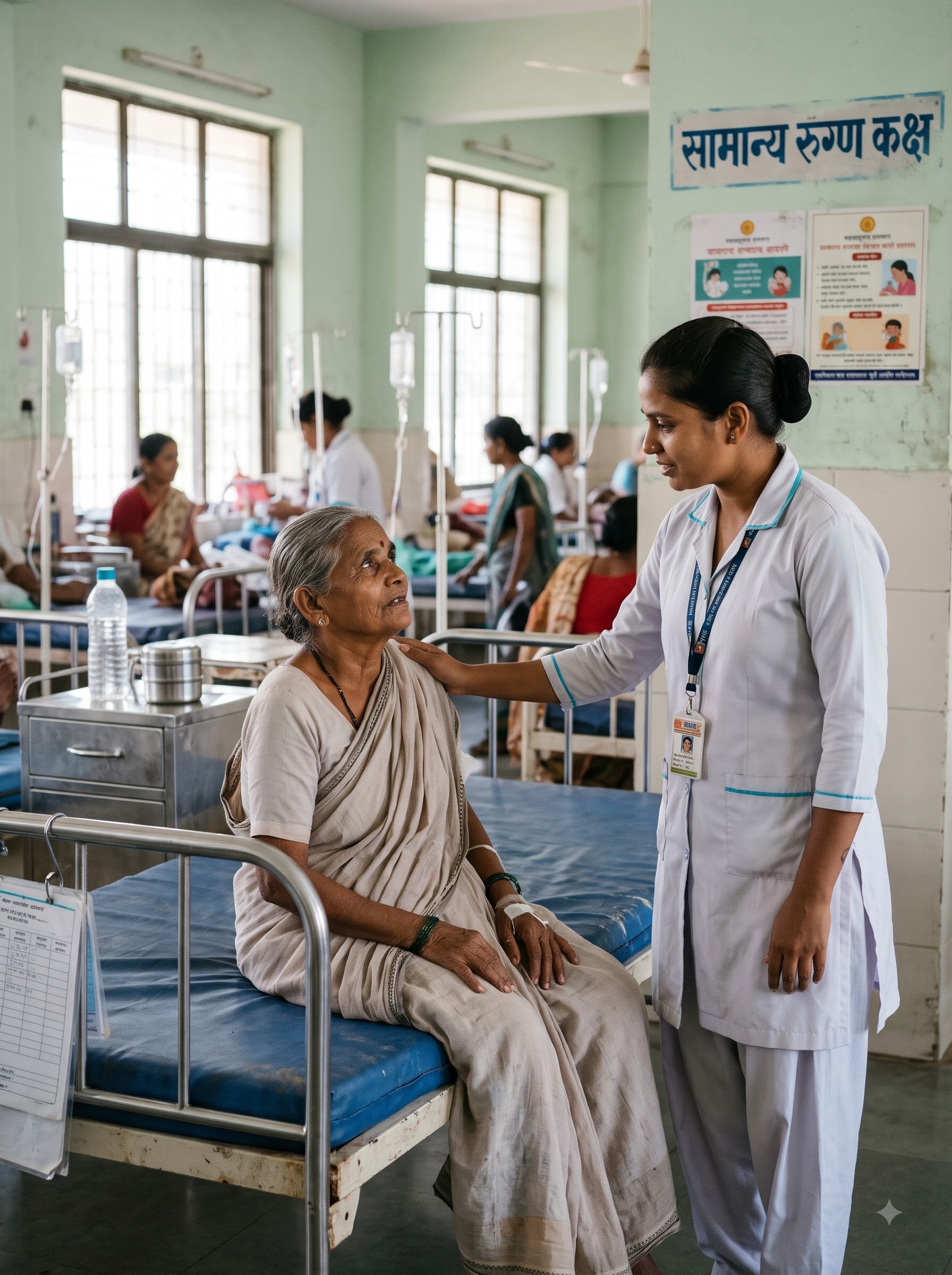 Nurse helping a seated patient